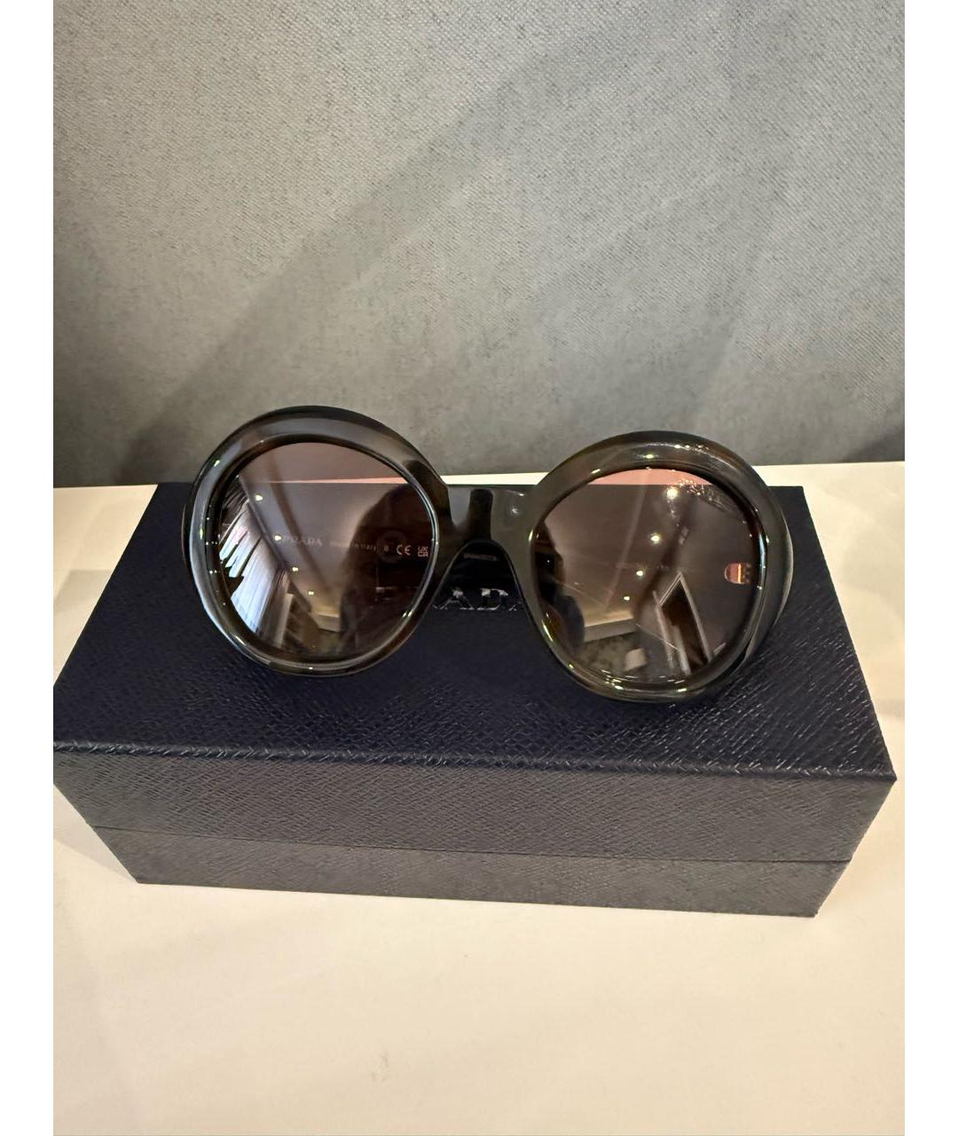 PRADA Коричневые пластиковые солнцезащитные очки, фото 3