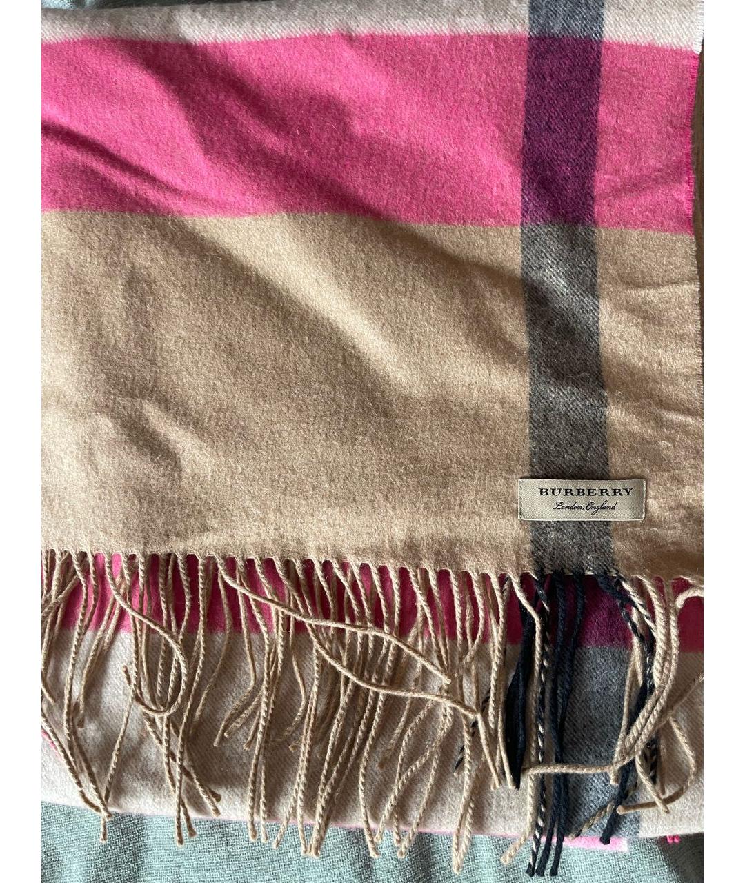 BURBERRY Розовый кашемировый шарф, фото 2