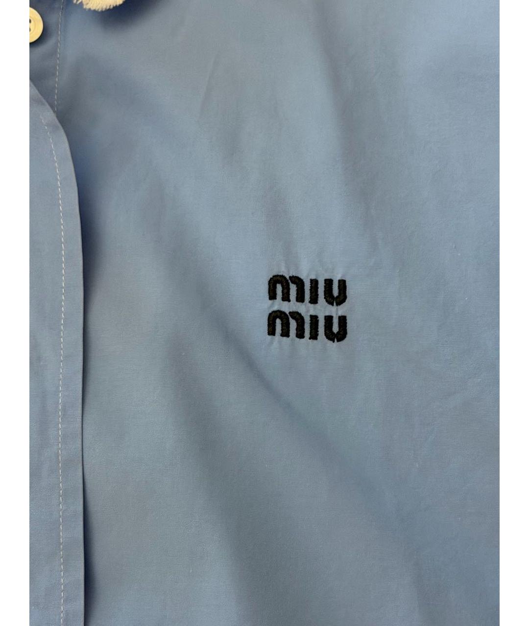MIU MIU Голубая хлопковая футболка, фото 6
