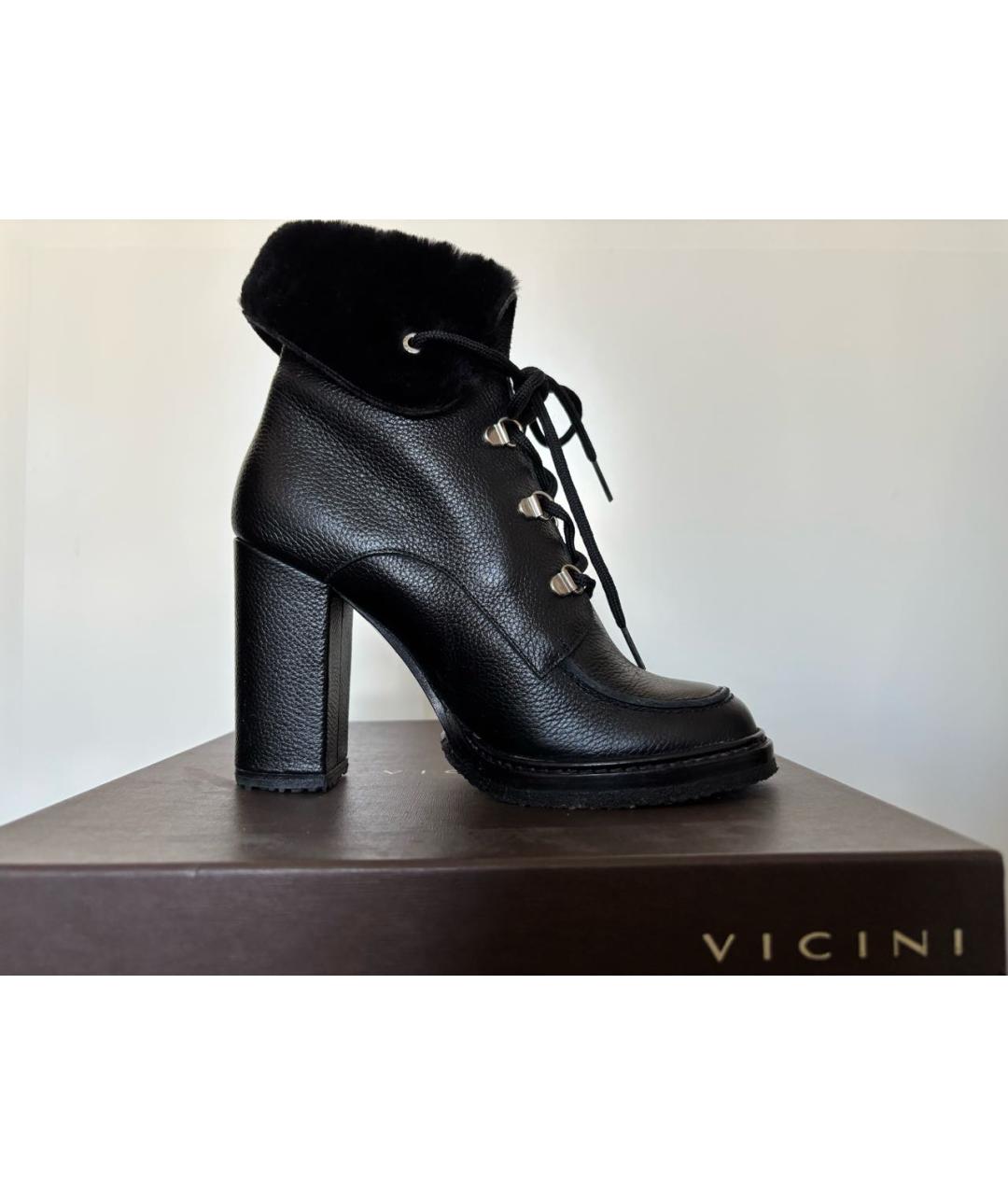 VICINI Черные кожаные ботильоны, фото 6
