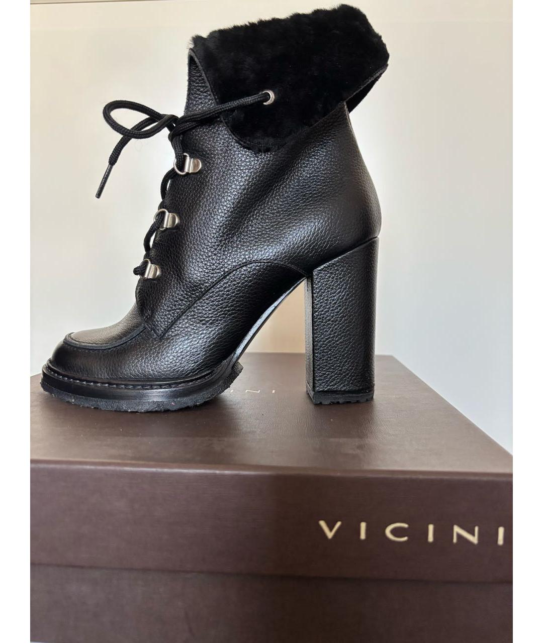 VICINI Черные кожаные ботильоны, фото 9