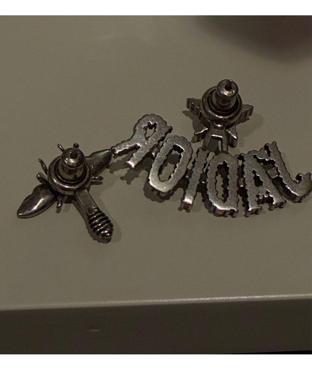 CHRISTIAN DIOR Белые с серебряным покрытием серьги, фото 3
