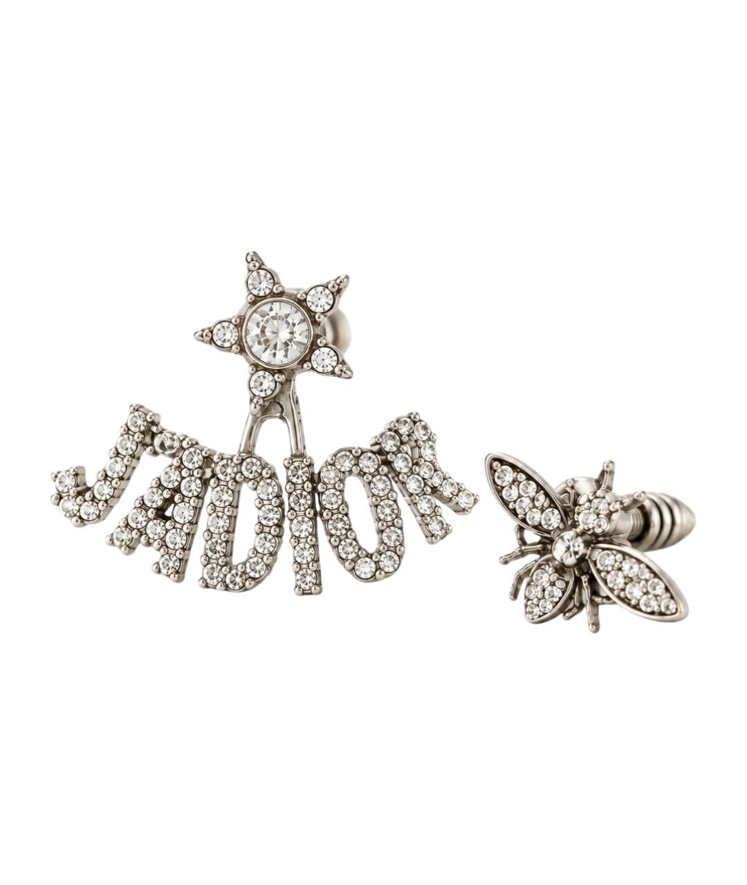 CHRISTIAN DIOR Белые с серебряным покрытием серьги, фото 1