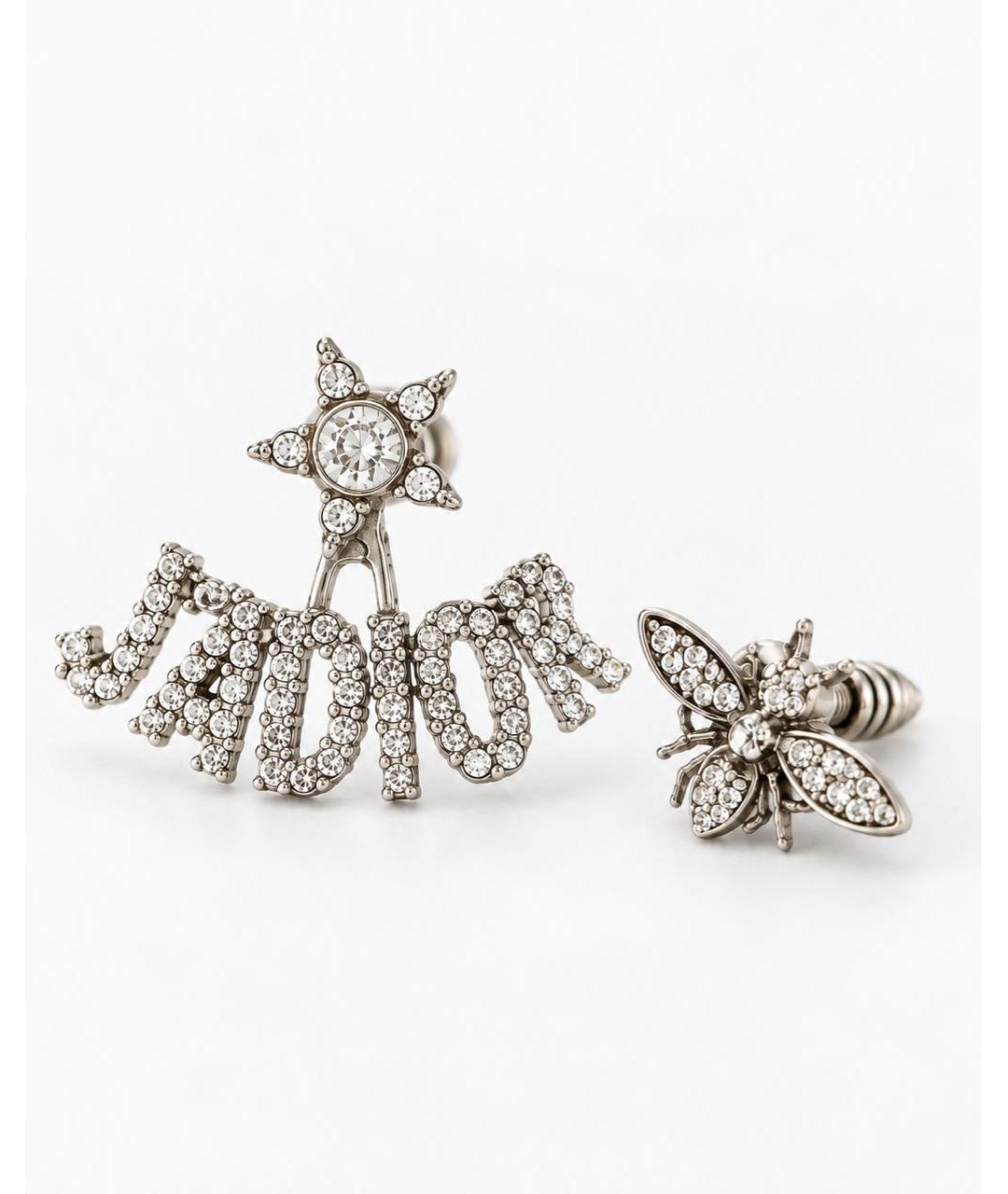 CHRISTIAN DIOR Белые с серебряным покрытием серьги, фото 5