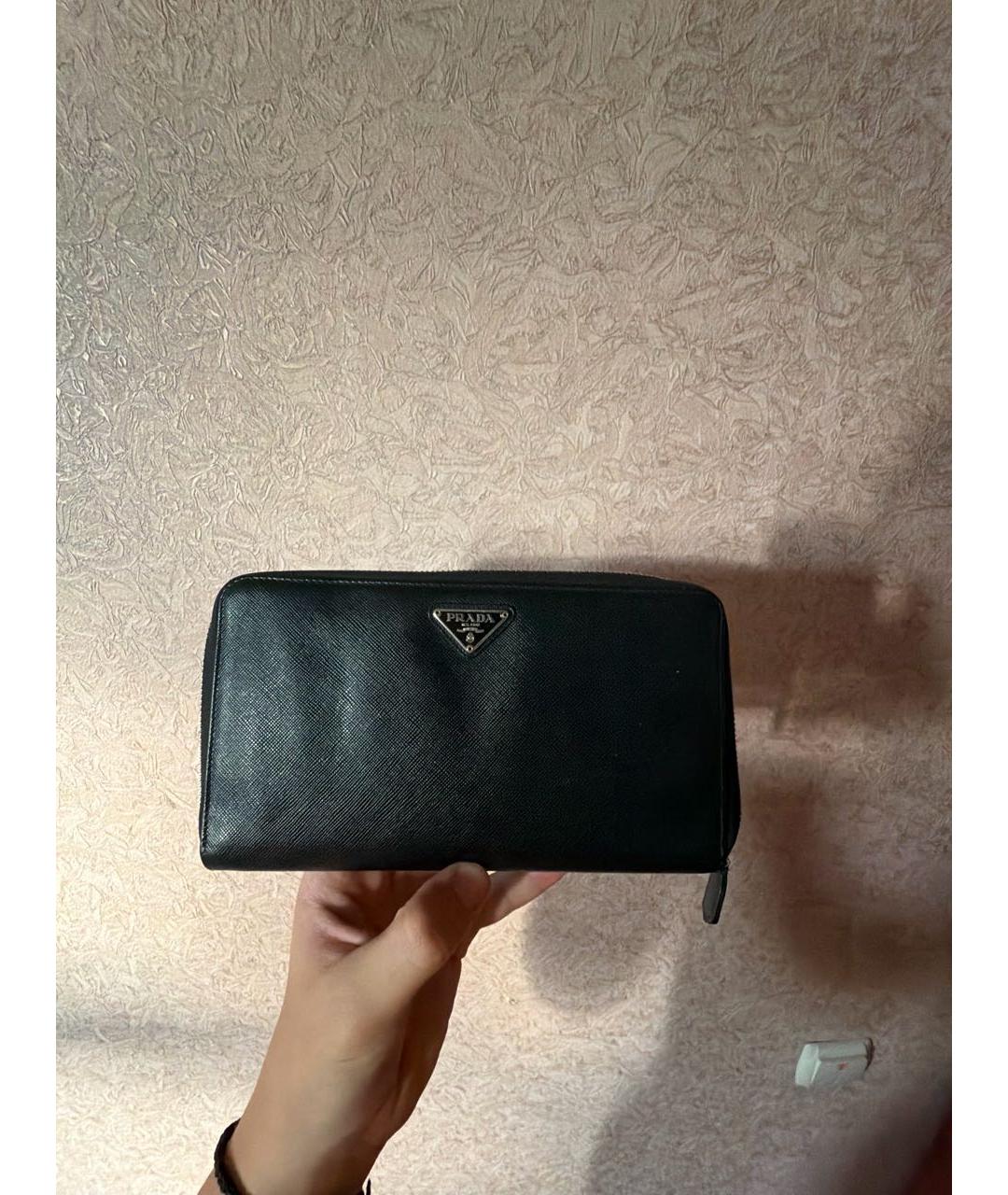 PRADA Антрацитовый кожаный кошелек, фото 4