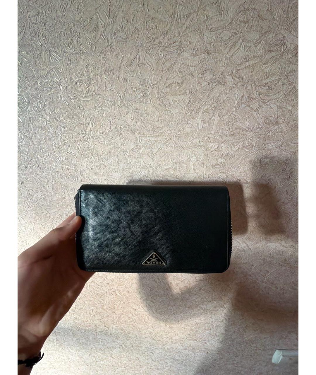 PRADA Антрацитовый кожаный кошелек, фото 2