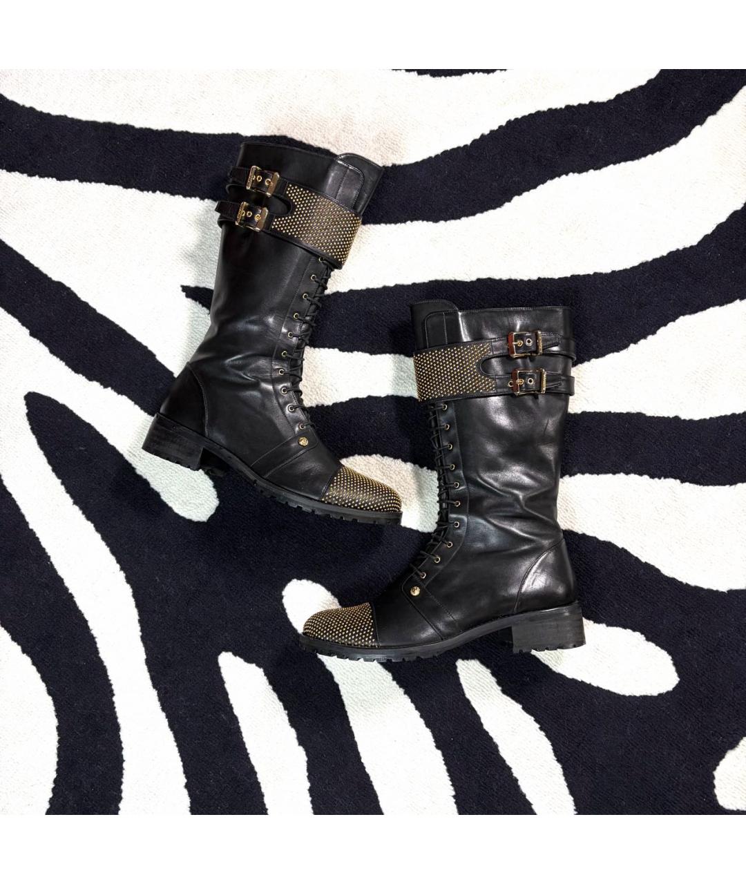 VERSUS VERSACE Черные кожаные полусапоги, фото 7