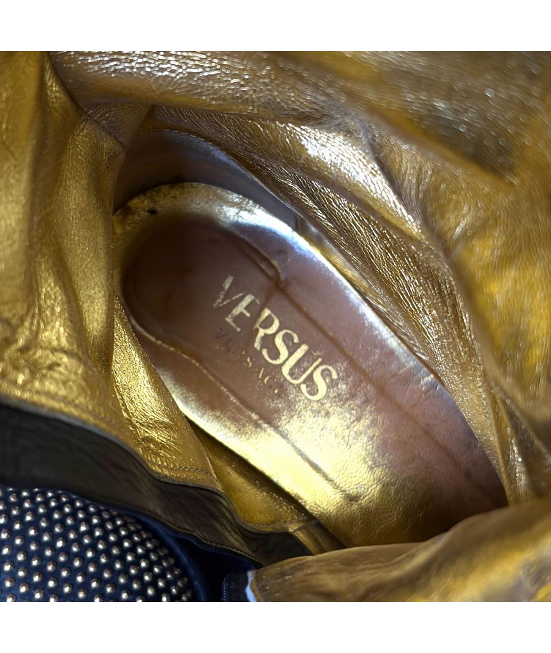 VERSUS VERSACE Черные кожаные полусапоги, фото 5