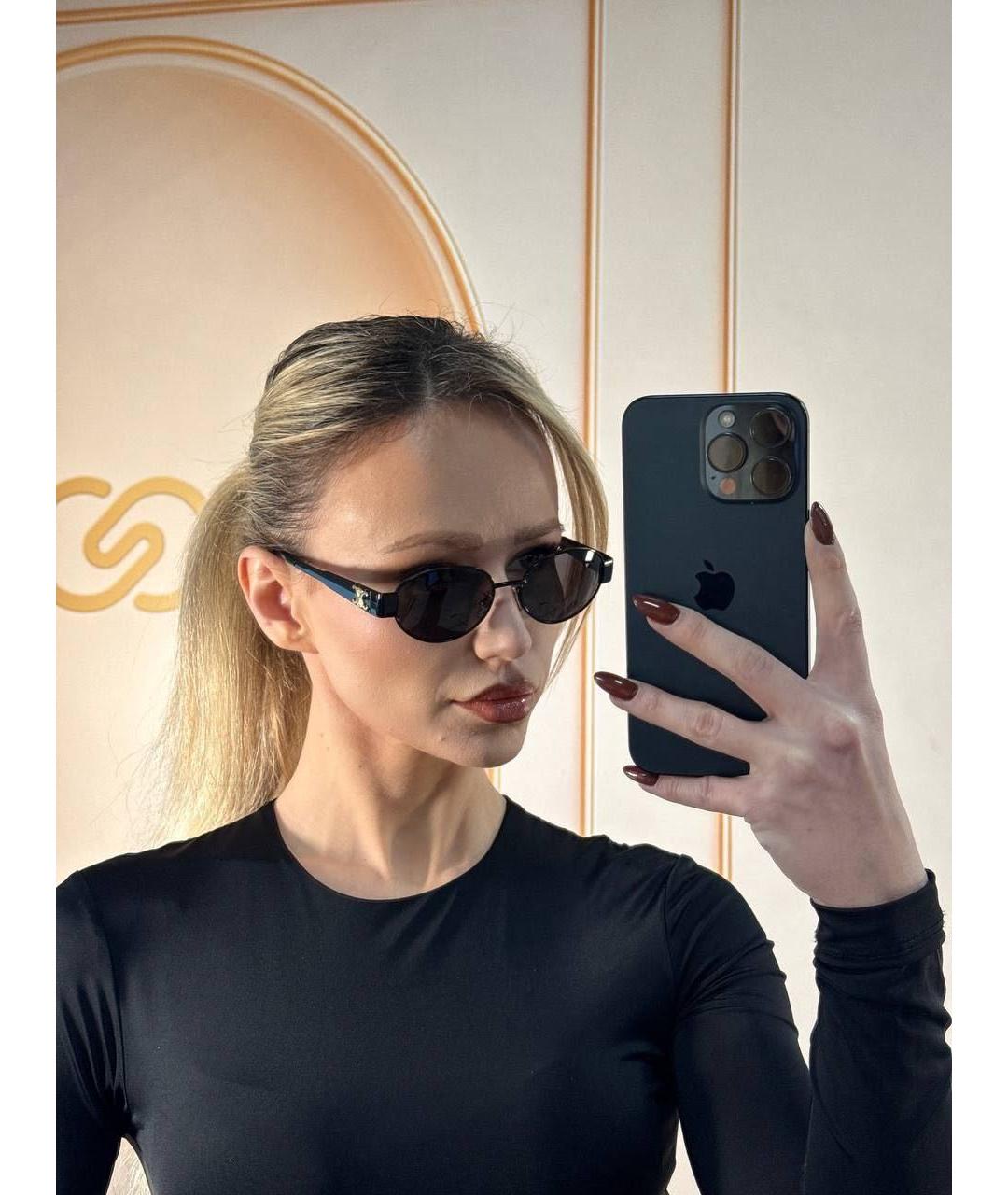 CELINE Черные металлические солнцезащитные очки, фото 4