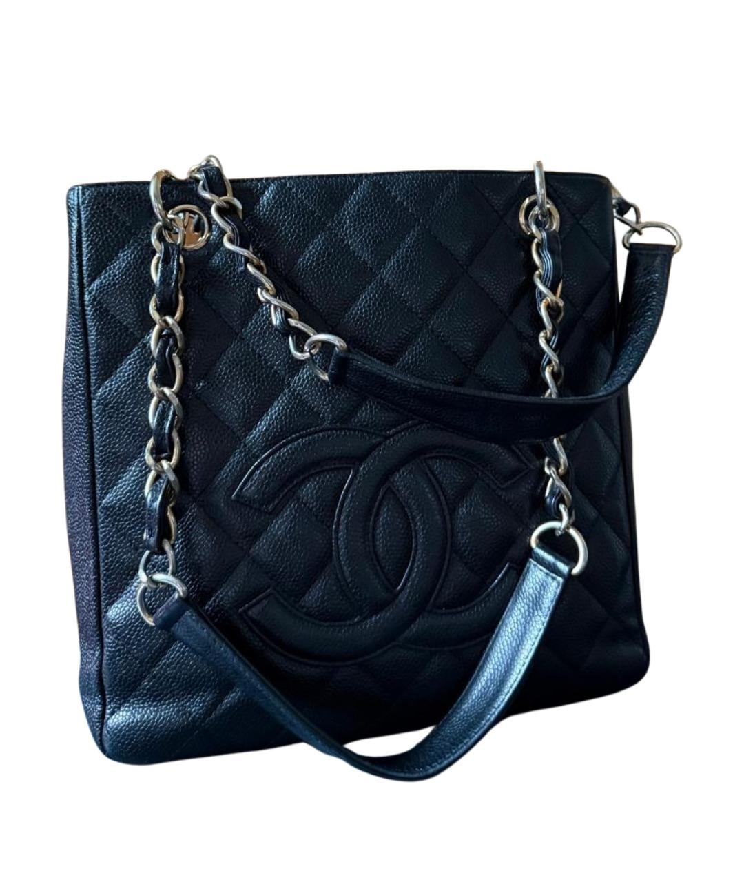 CHANEL Черная кожаная сумка тоут, фото 1