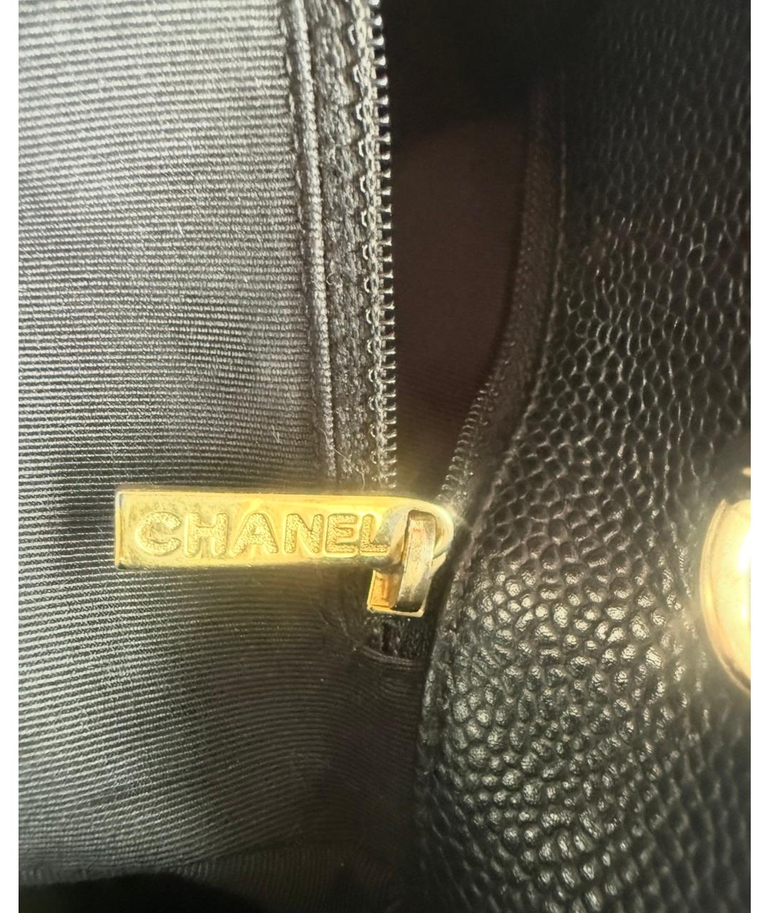 CHANEL Черная кожаная сумка тоут, фото 8