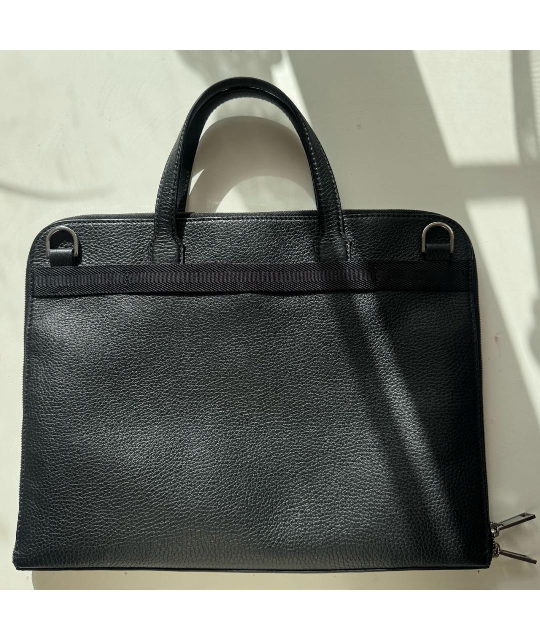 HUGO BOSS Черный кожаный портфель, фото 2