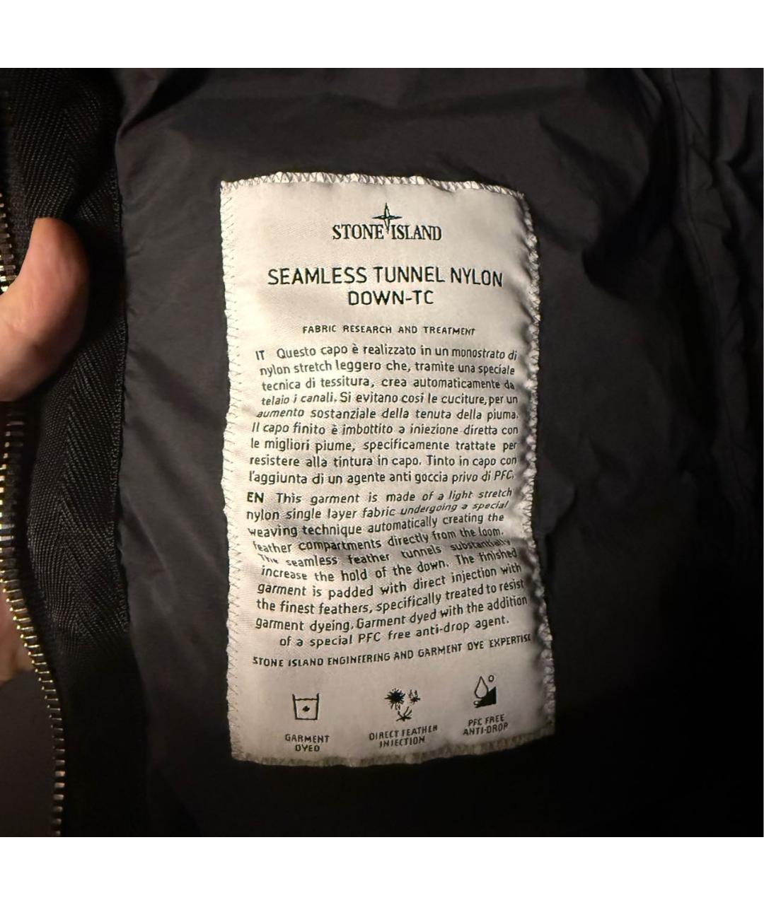 STONE ISLAND Черный нейлоновый пуховик, фото 4
