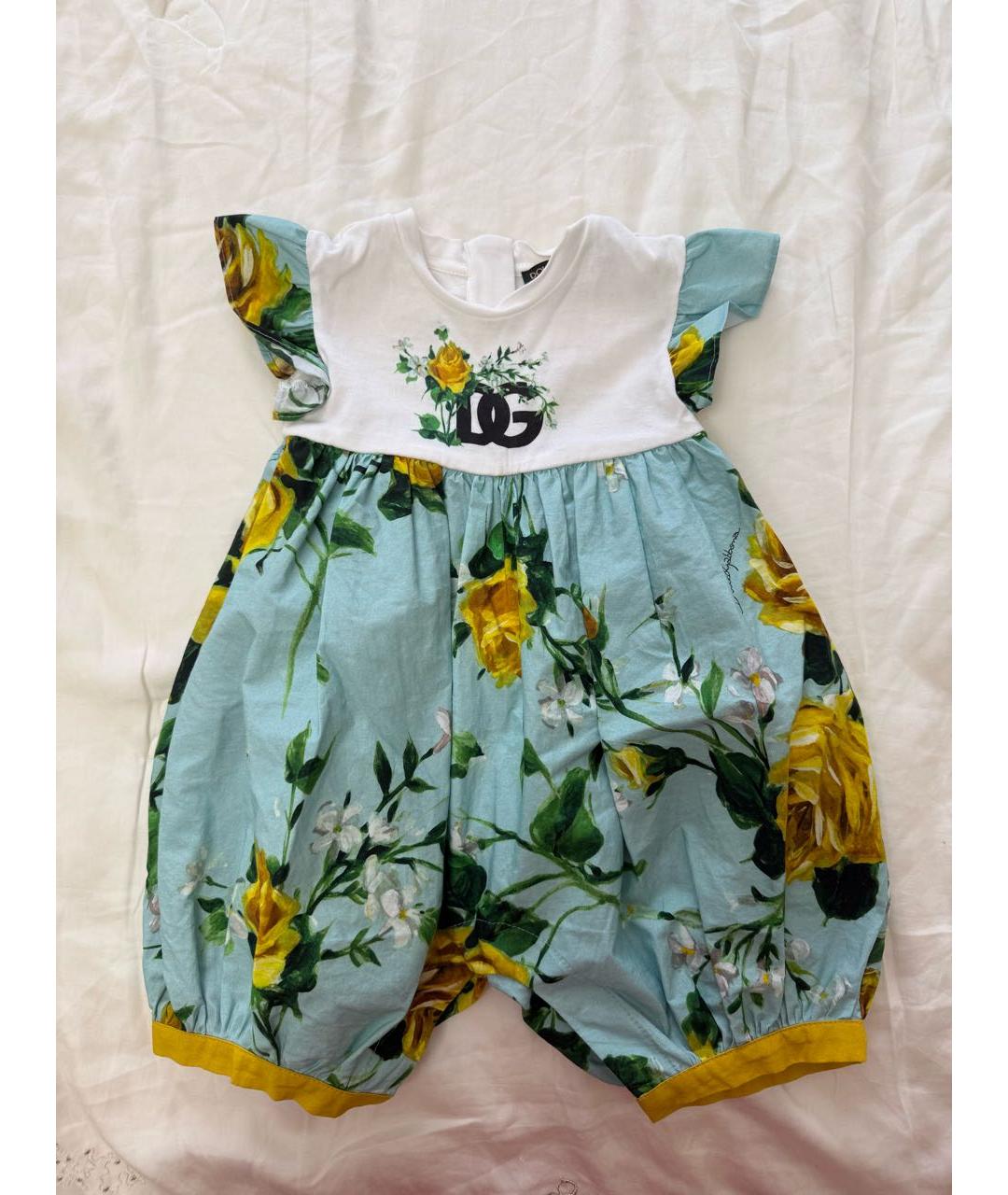 DOLCE&GABBANA Голубой хлопковый боди/ползунок, фото 5