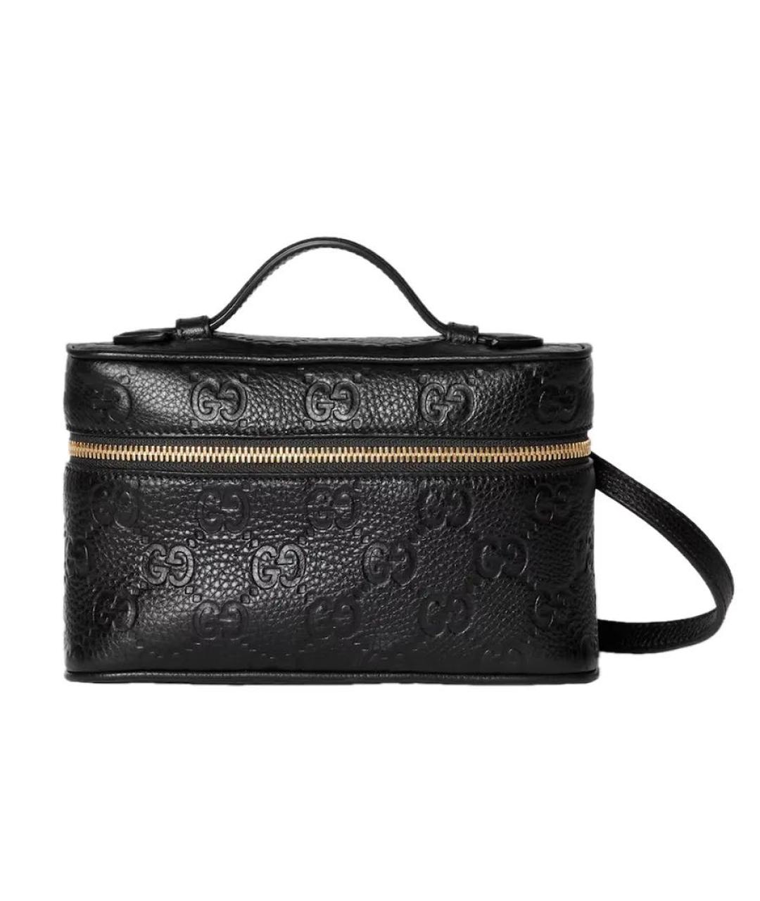 GUCCI Черная кожаная сумка с короткими ручками, фото 1