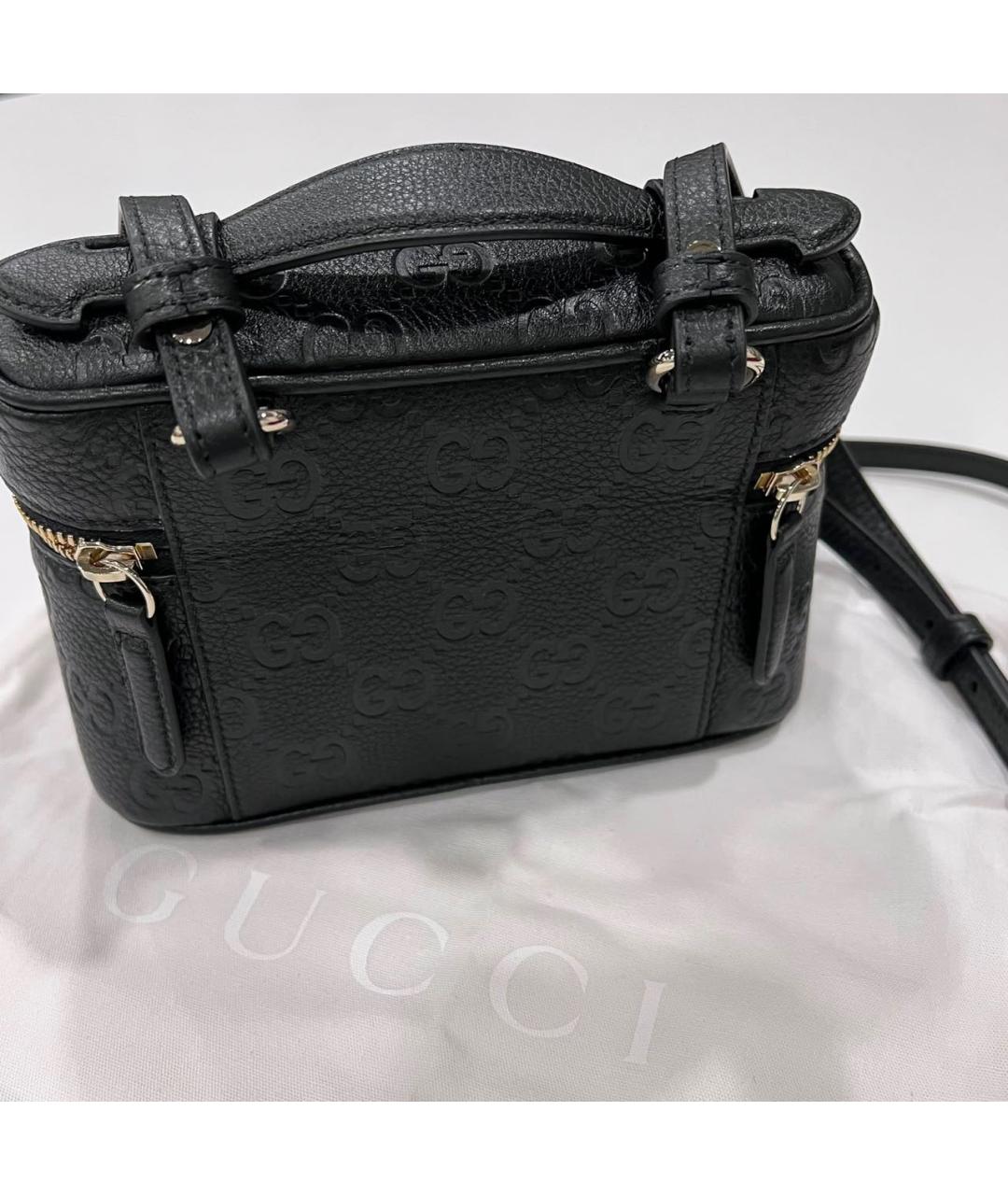 GUCCI Черная кожаная сумка с короткими ручками, фото 4