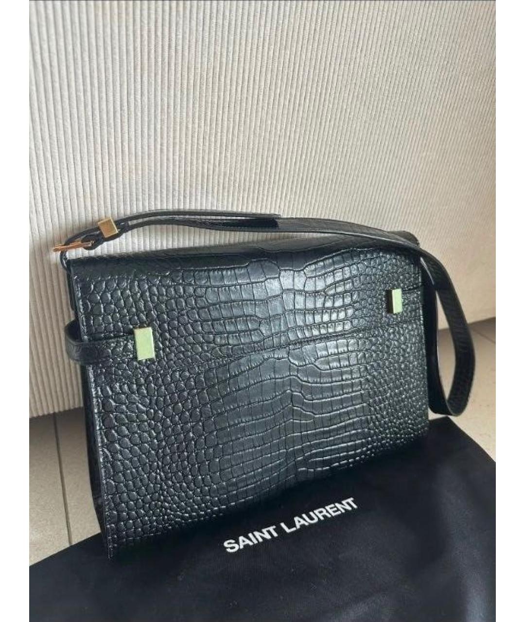 SAINT LAURENT Черная кожаная сумка через плечо, фото 2