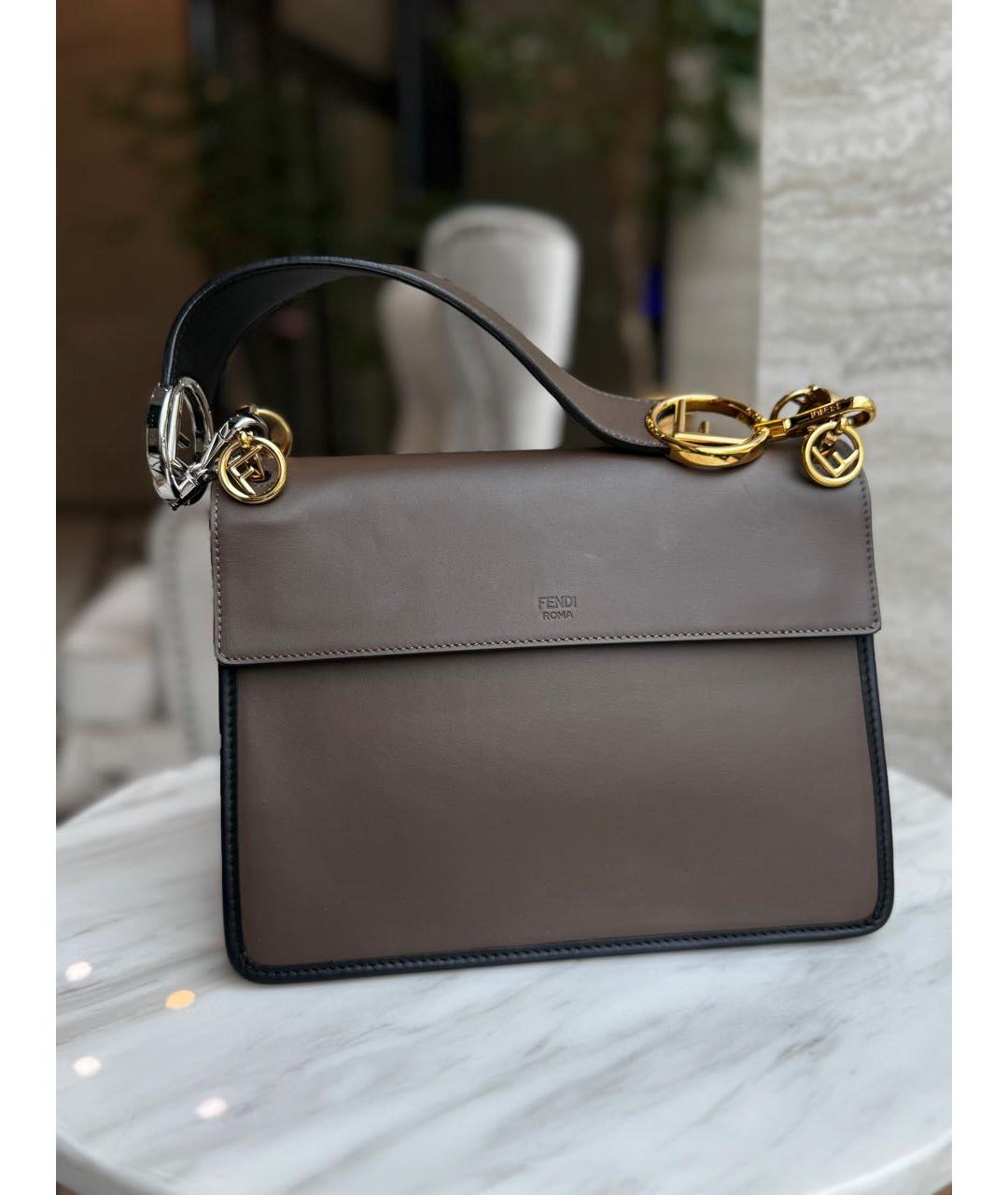 FENDI Коричневая кожаная сумка через плечо, фото 2
