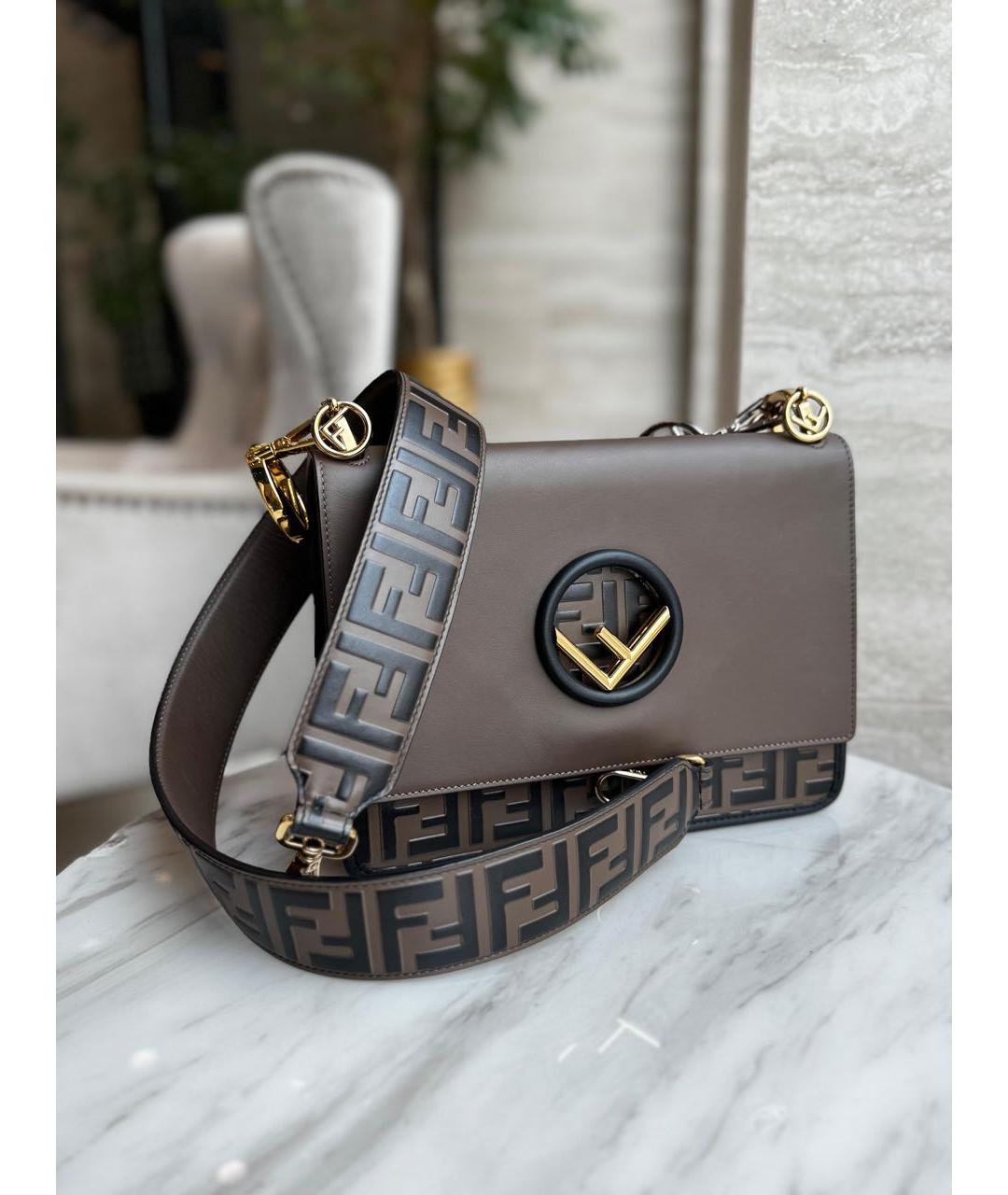 FENDI Коричневая кожаная сумка через плечо, фото 9
