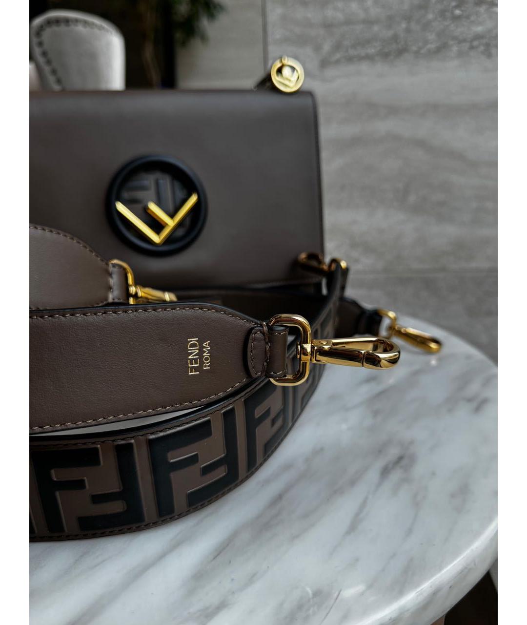 FENDI Коричневая кожаная сумка через плечо, фото 5