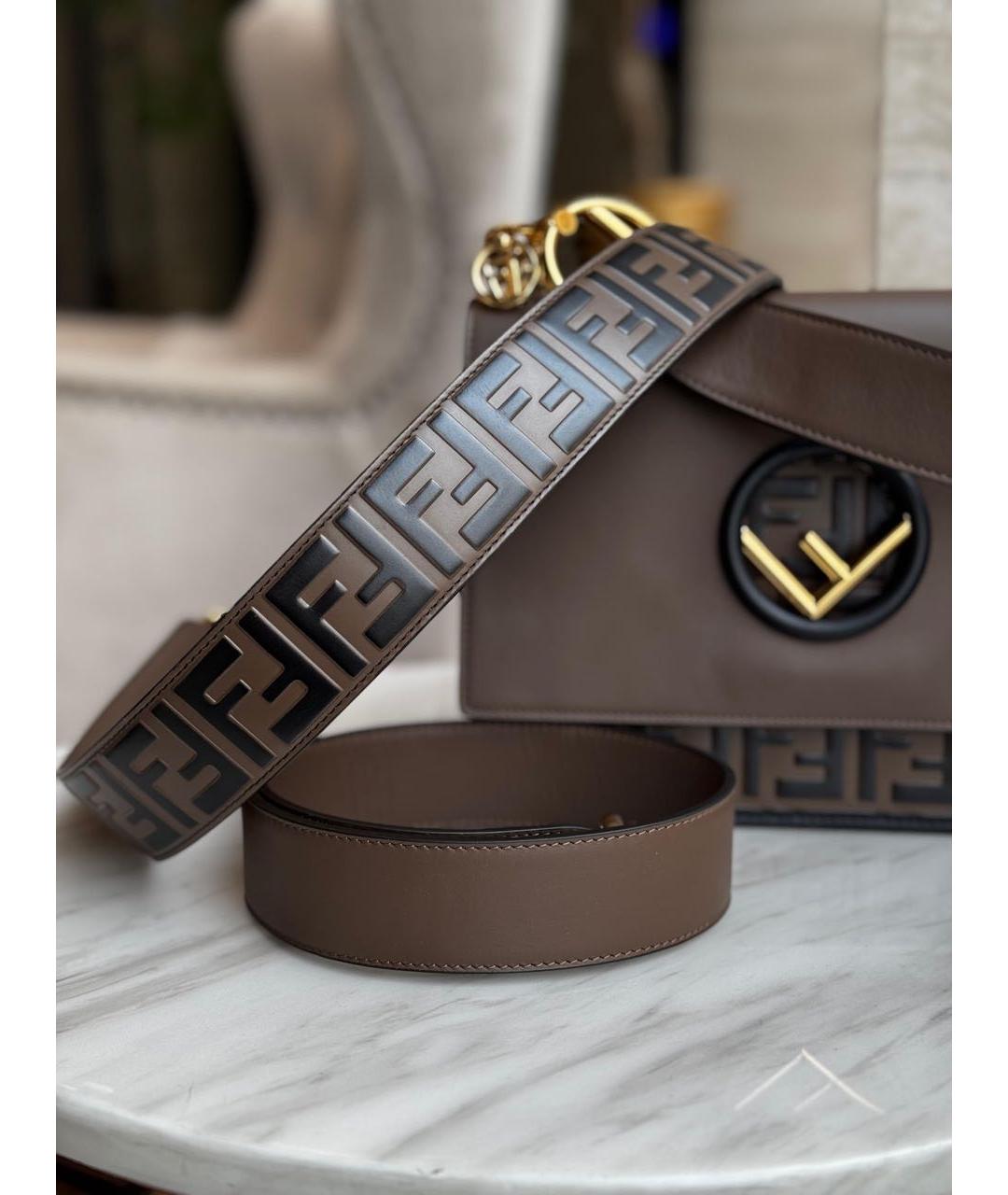 FENDI Коричневая кожаная сумка через плечо, фото 8