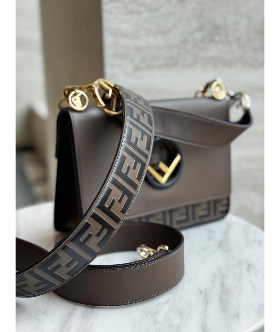 FENDI Коричневая кожаная сумка через плечо, фото 7