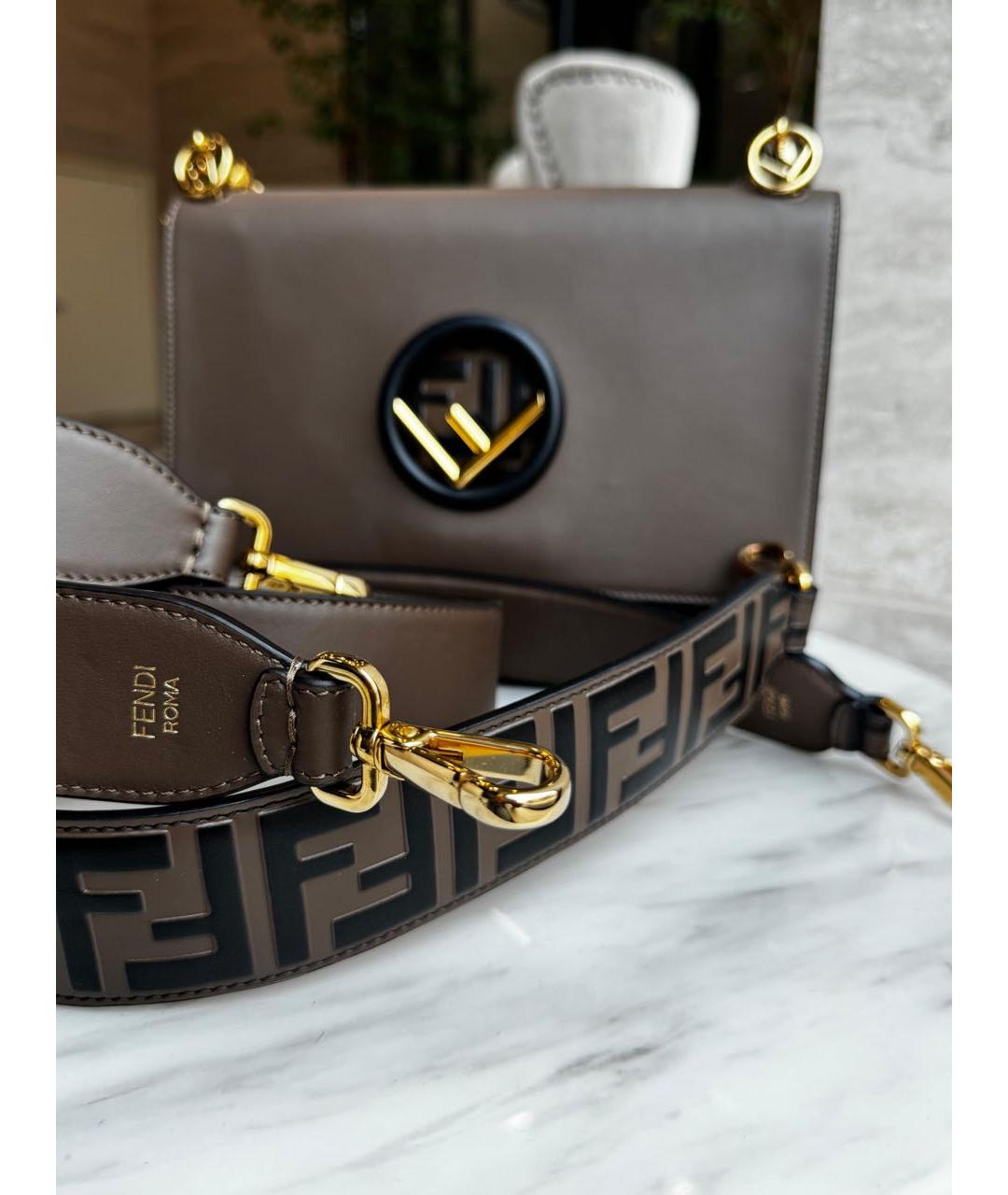 FENDI Коричневая кожаная сумка через плечо, фото 3