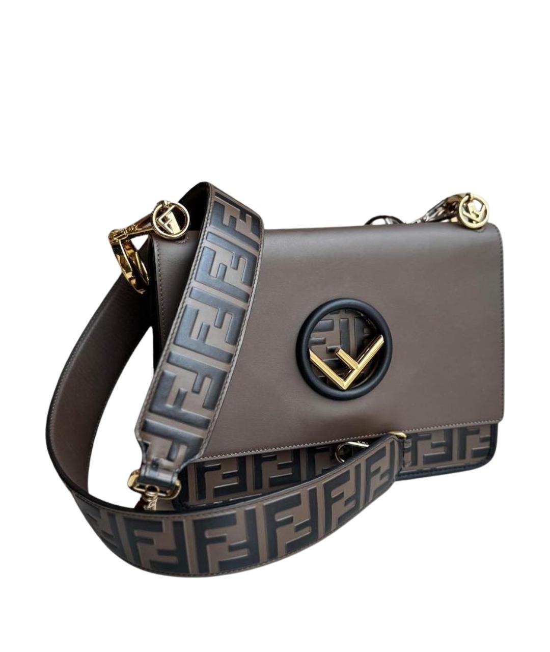 FENDI Коричневая кожаная сумка через плечо, фото 1