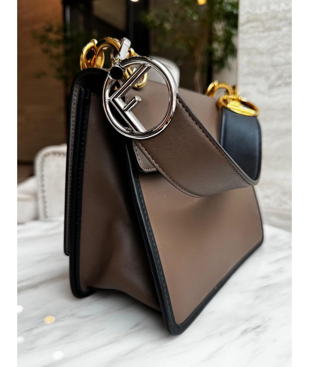 FENDI Коричневая кожаная сумка через плечо, фото 4