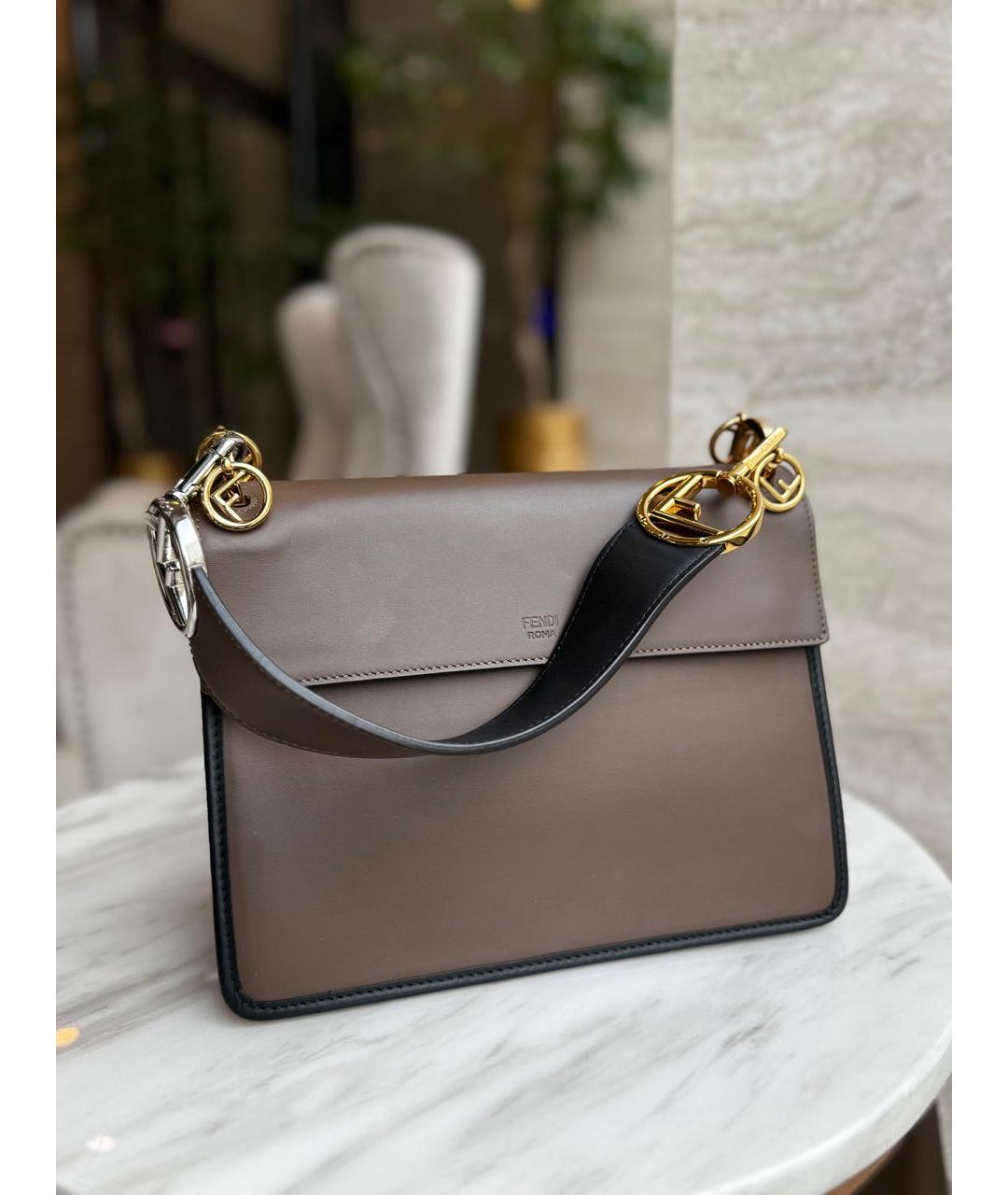 FENDI Коричневая кожаная сумка через плечо, фото 6