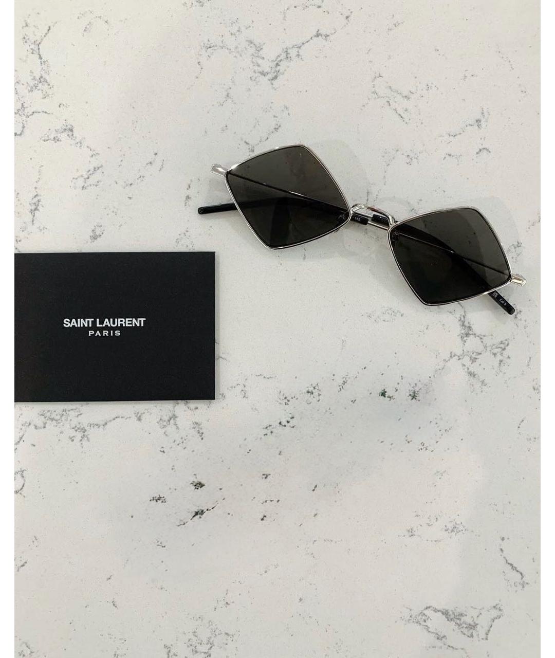 SAINT LAURENT Черные металлические солнцезащитные очки, фото 2