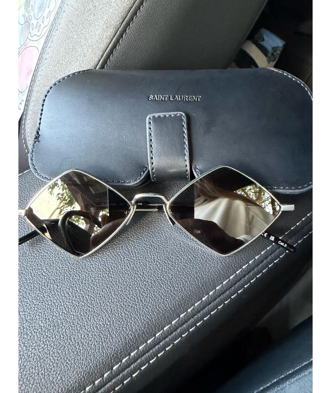 SAINT LAURENT Черные металлические солнцезащитные очки, фото 3