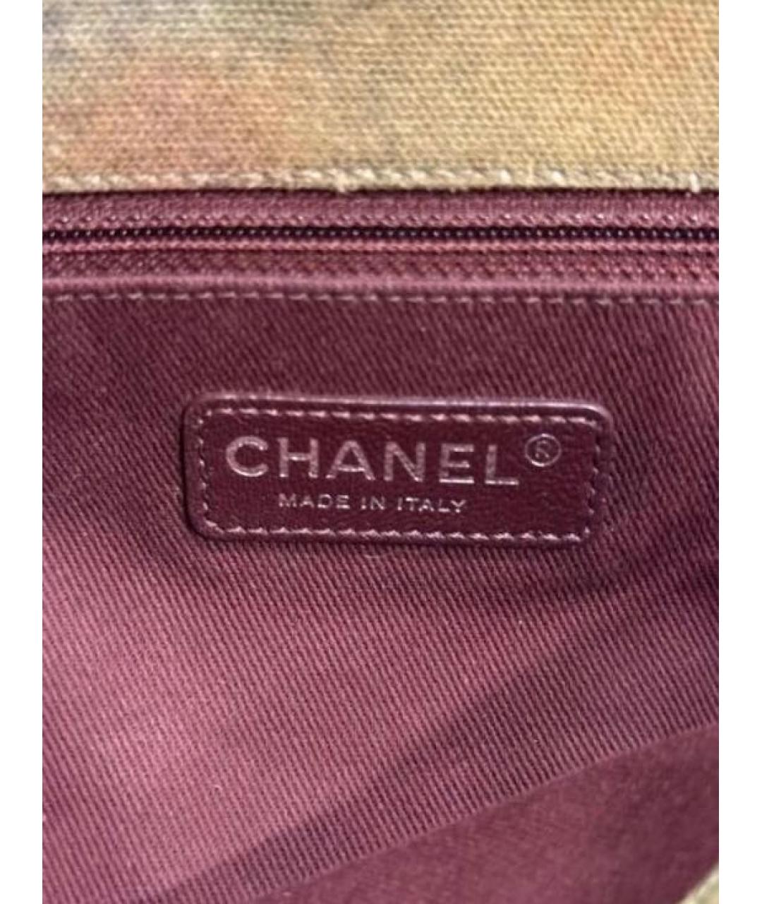 CHANEL Хаки сумка через плечо из канвы, фото 6
