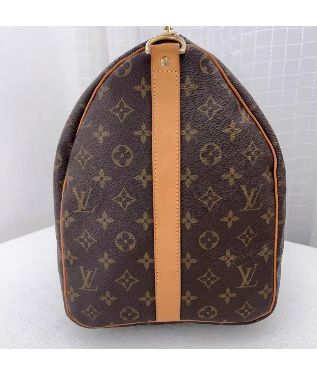 LOUIS VUITTON Коричневая кожаная дорожная/спортивная сумка, фото 4