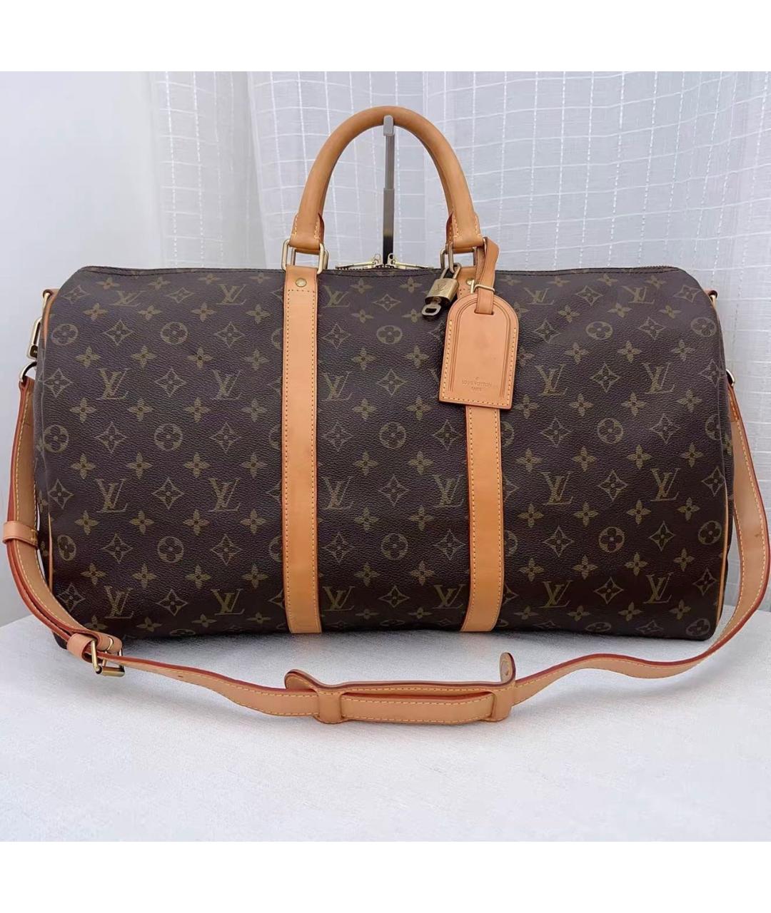 LOUIS VUITTON Коричневая кожаная дорожная/спортивная сумка, фото 9