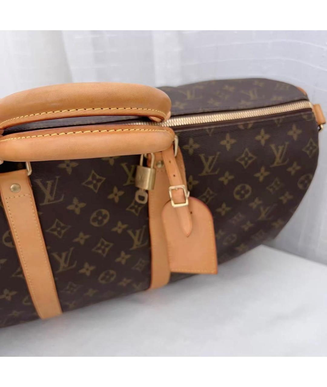 LOUIS VUITTON Коричневая кожаная дорожная/спортивная сумка, фото 6