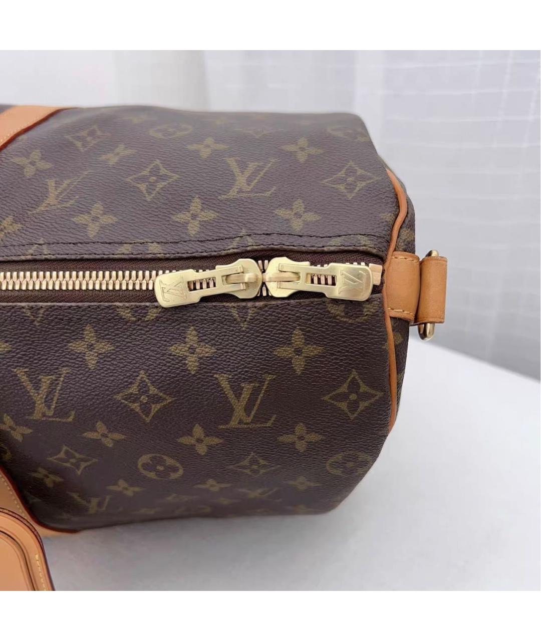LOUIS VUITTON Коричневая кожаная дорожная/спортивная сумка, фото 7