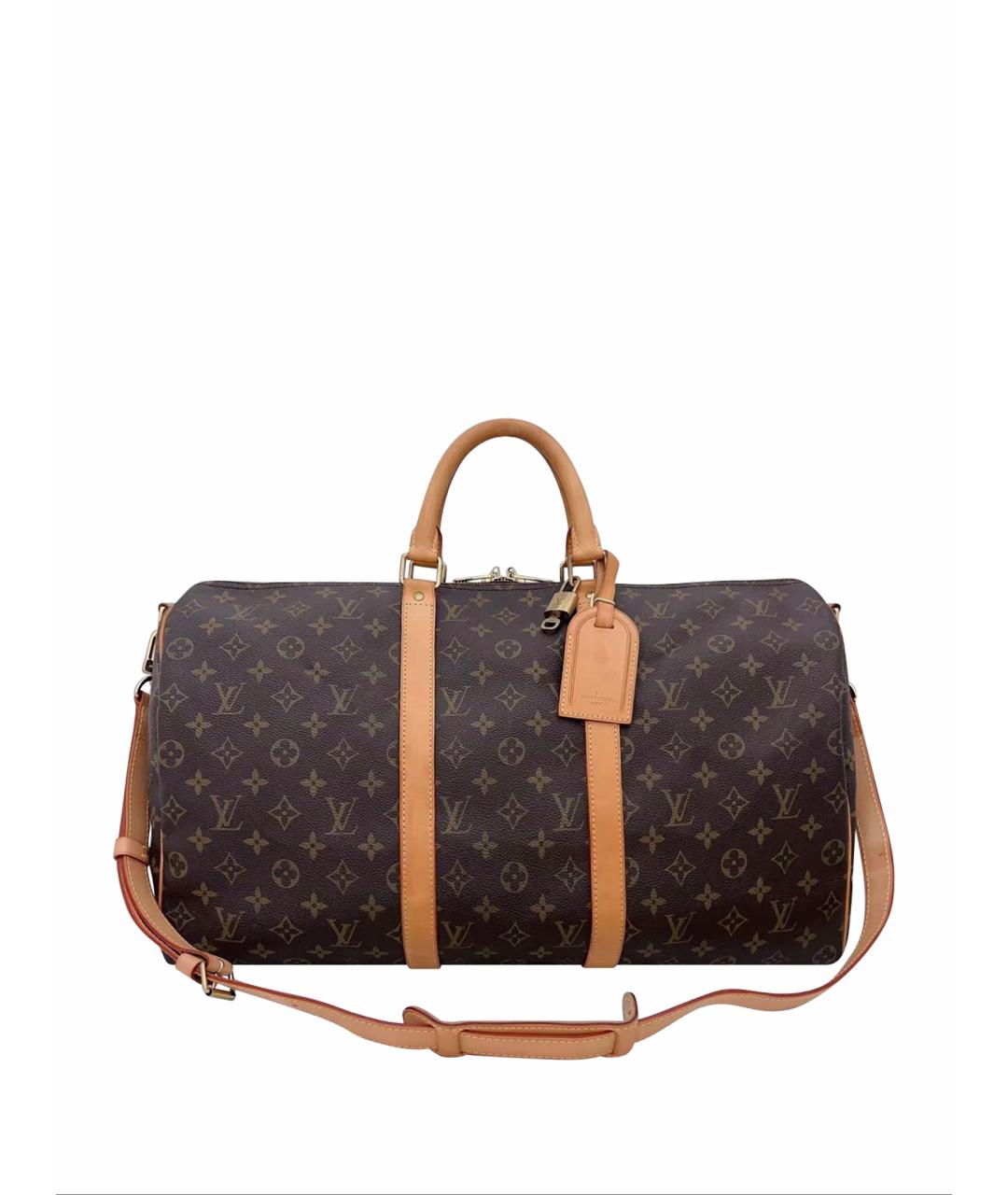 LOUIS VUITTON Коричневая кожаная дорожная/спортивная сумка, фото 1
