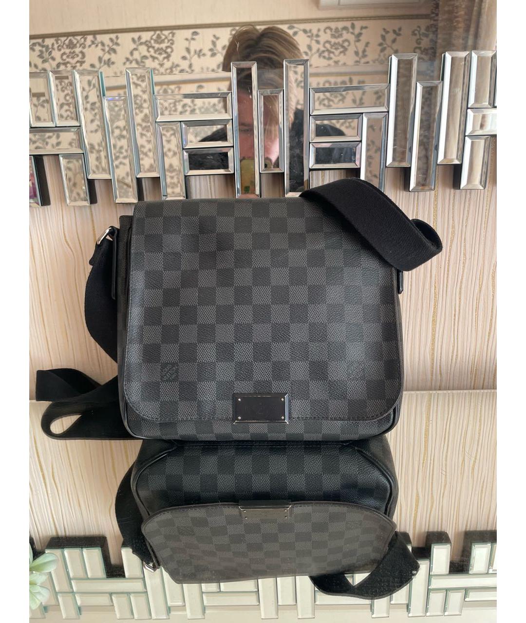 LOUIS VUITTON Черная сумка на плечо из канвы, фото 8