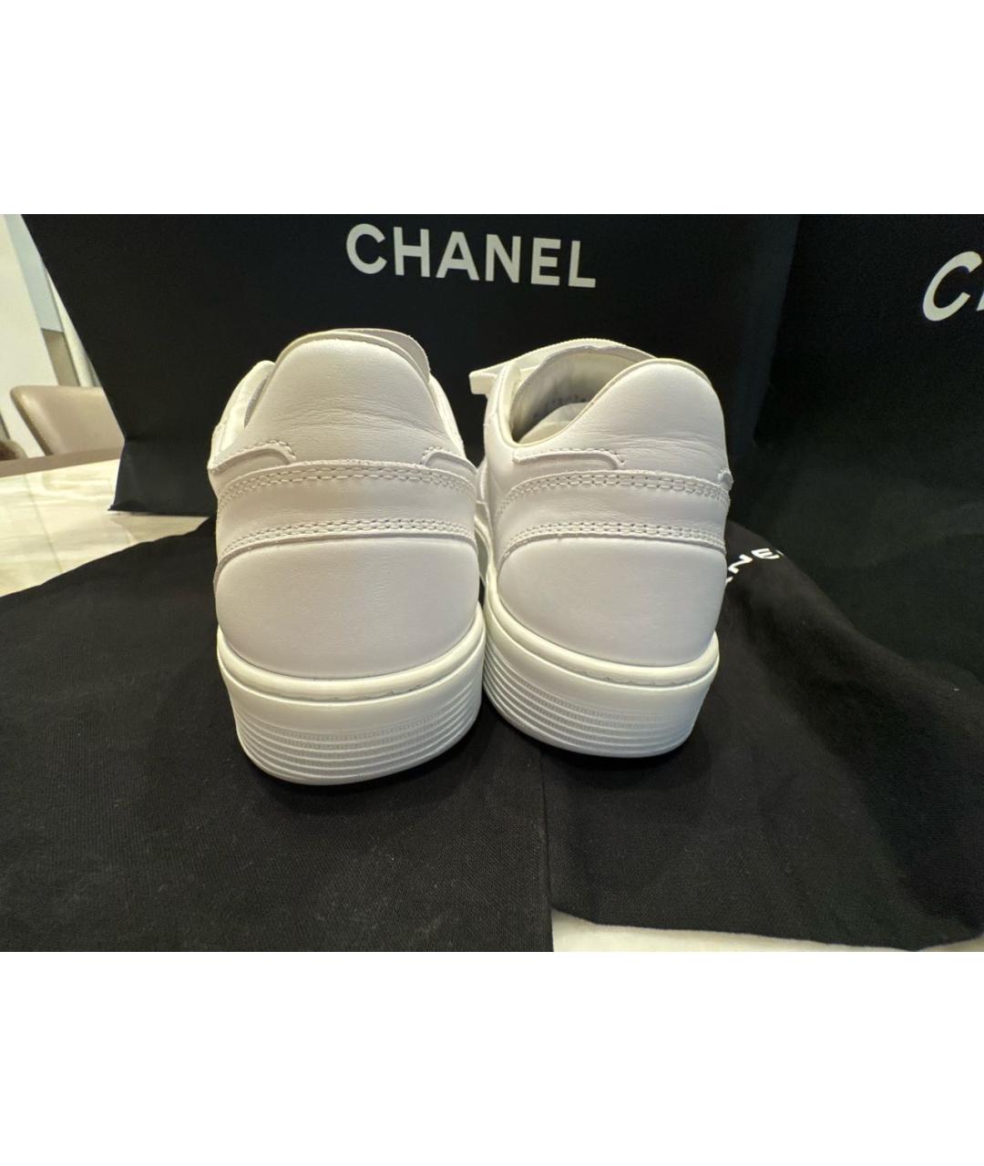 CHANEL Белые кожаные кеды, фото 5