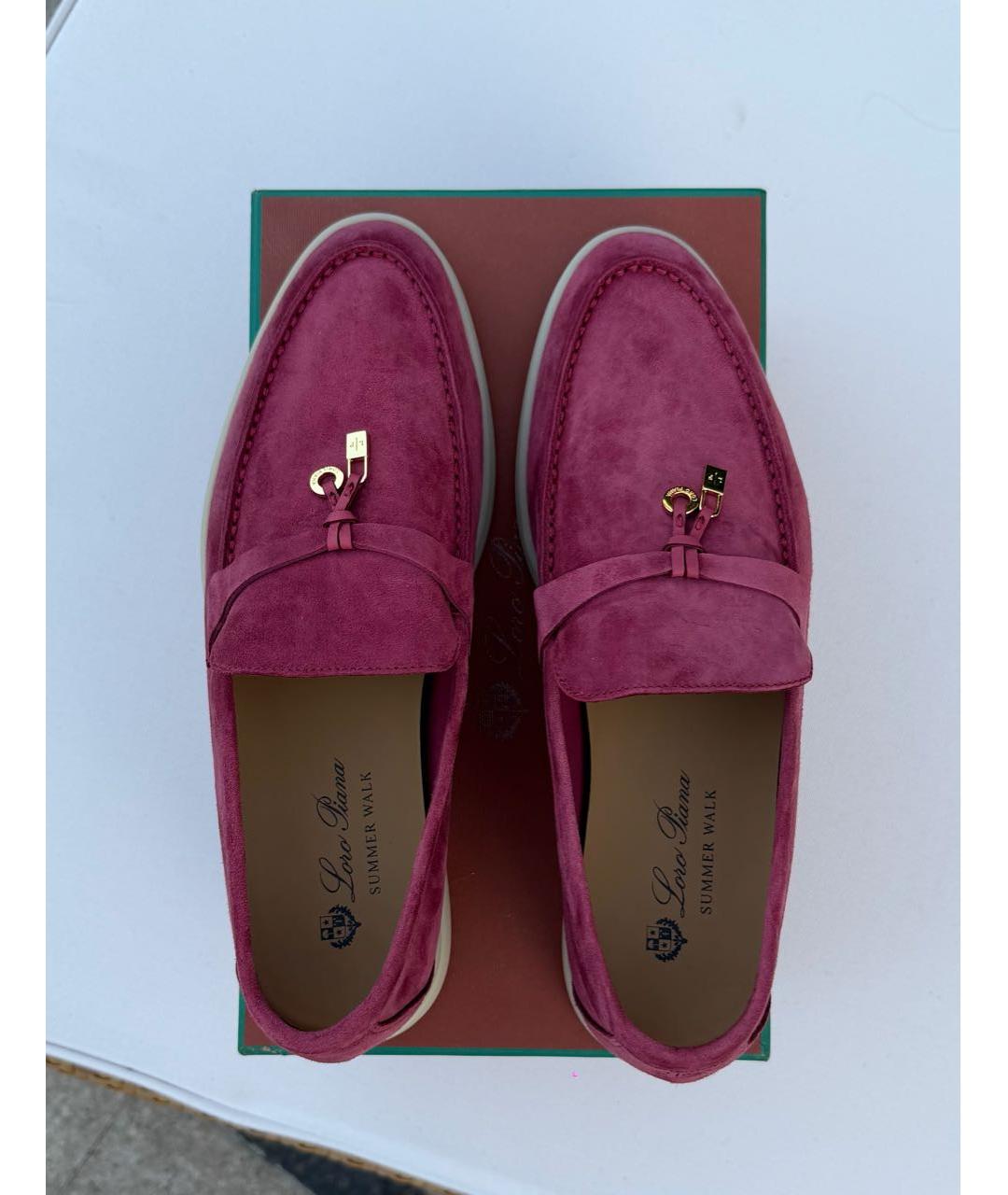 LORO PIANA Фиолетовые замшевые лоферы, фото 3