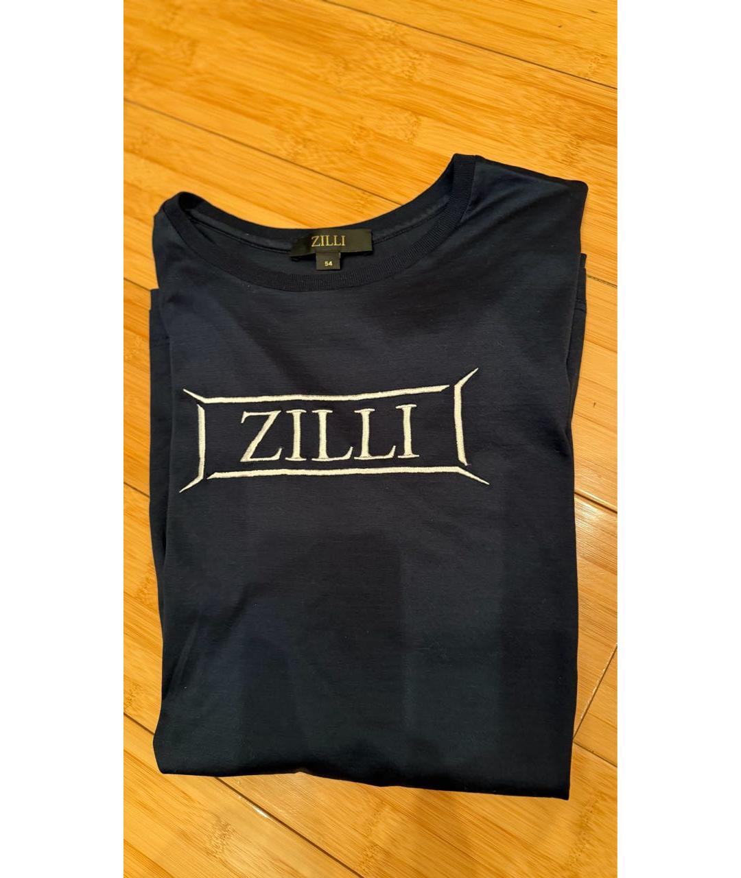 ZILLI Темно-синяя хлопковая футболка, фото 4