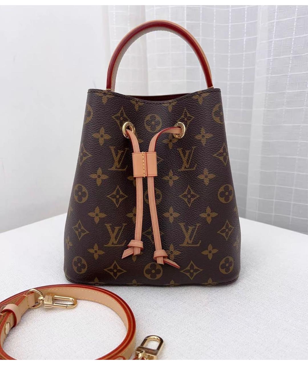 LOUIS VUITTON Коричневая кожаная сумка через плечо, фото 8