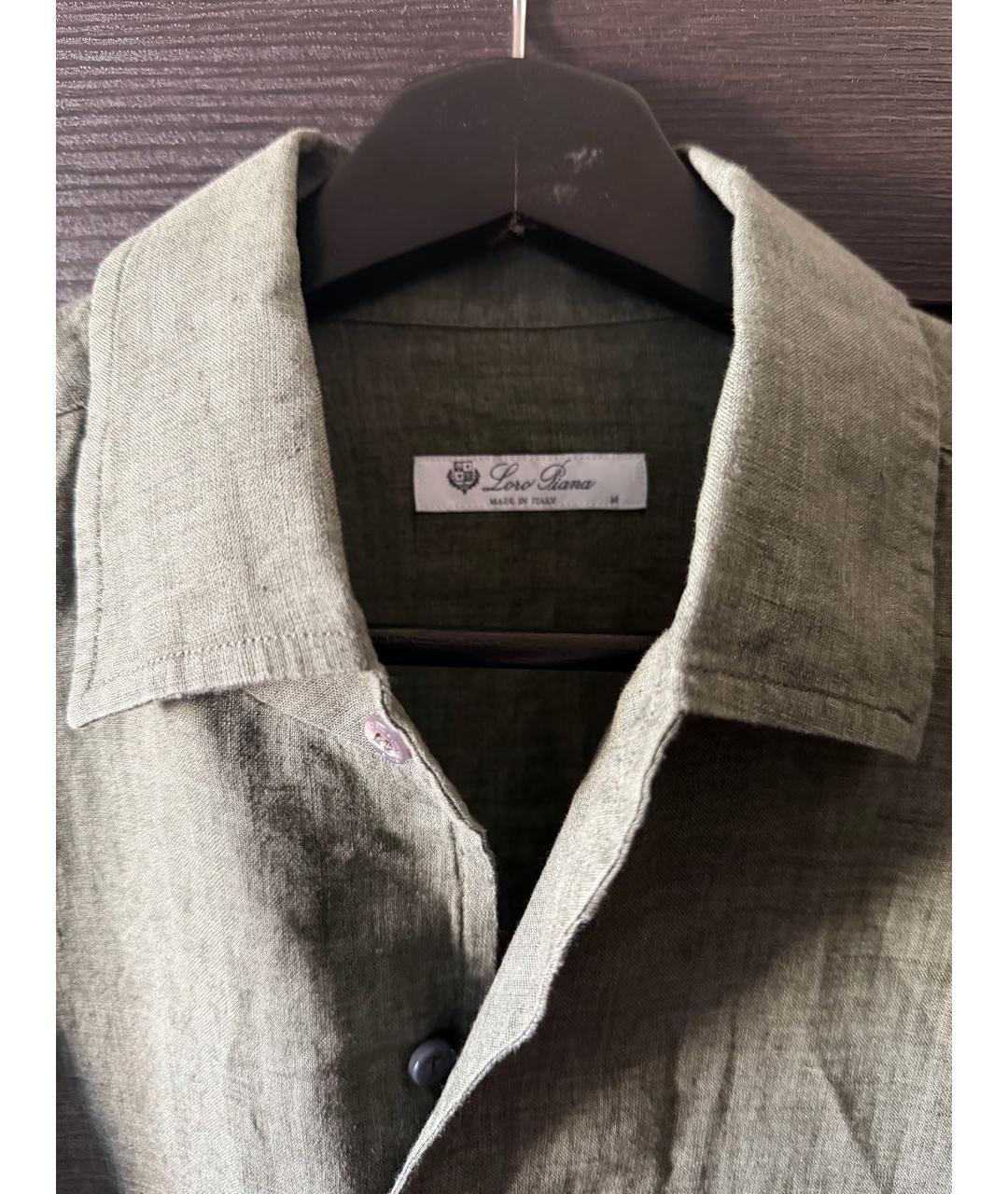 LORO PIANA Зеленая льняная кэжуал рубашка, фото 3