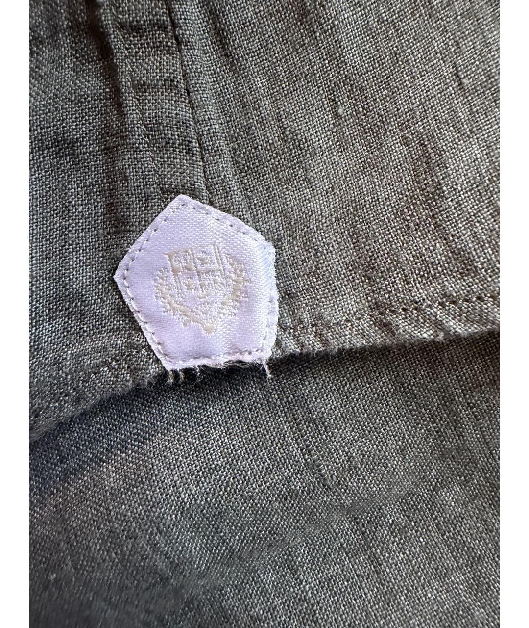 LORO PIANA Зеленая льняная кэжуал рубашка, фото 7