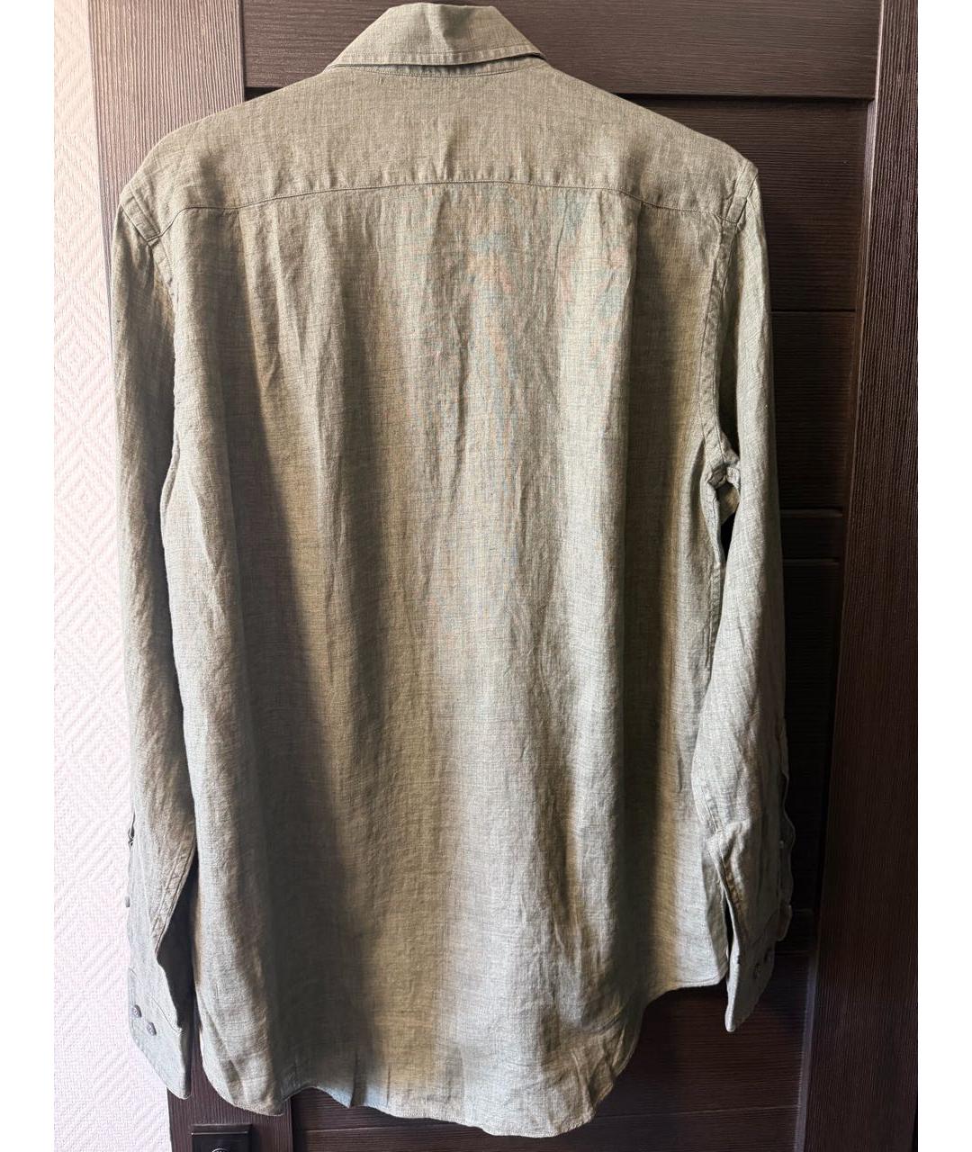 LORO PIANA Зеленая льняная кэжуал рубашка, фото 2