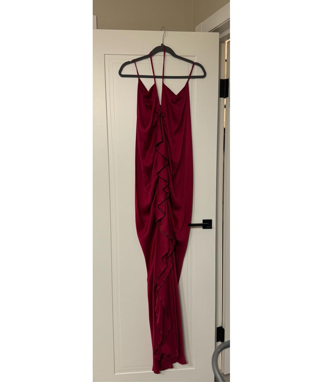 SAINT LAURENT Бордовое шелковое вечернее платье, фото 3