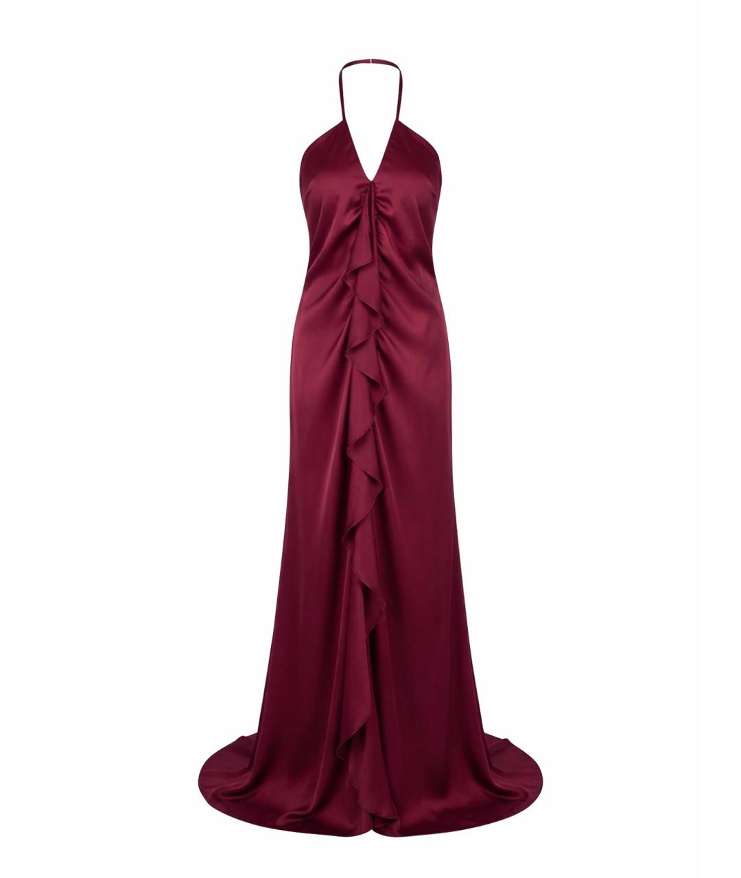 SAINT LAURENT Бордовое шелковое вечернее платье, фото 1