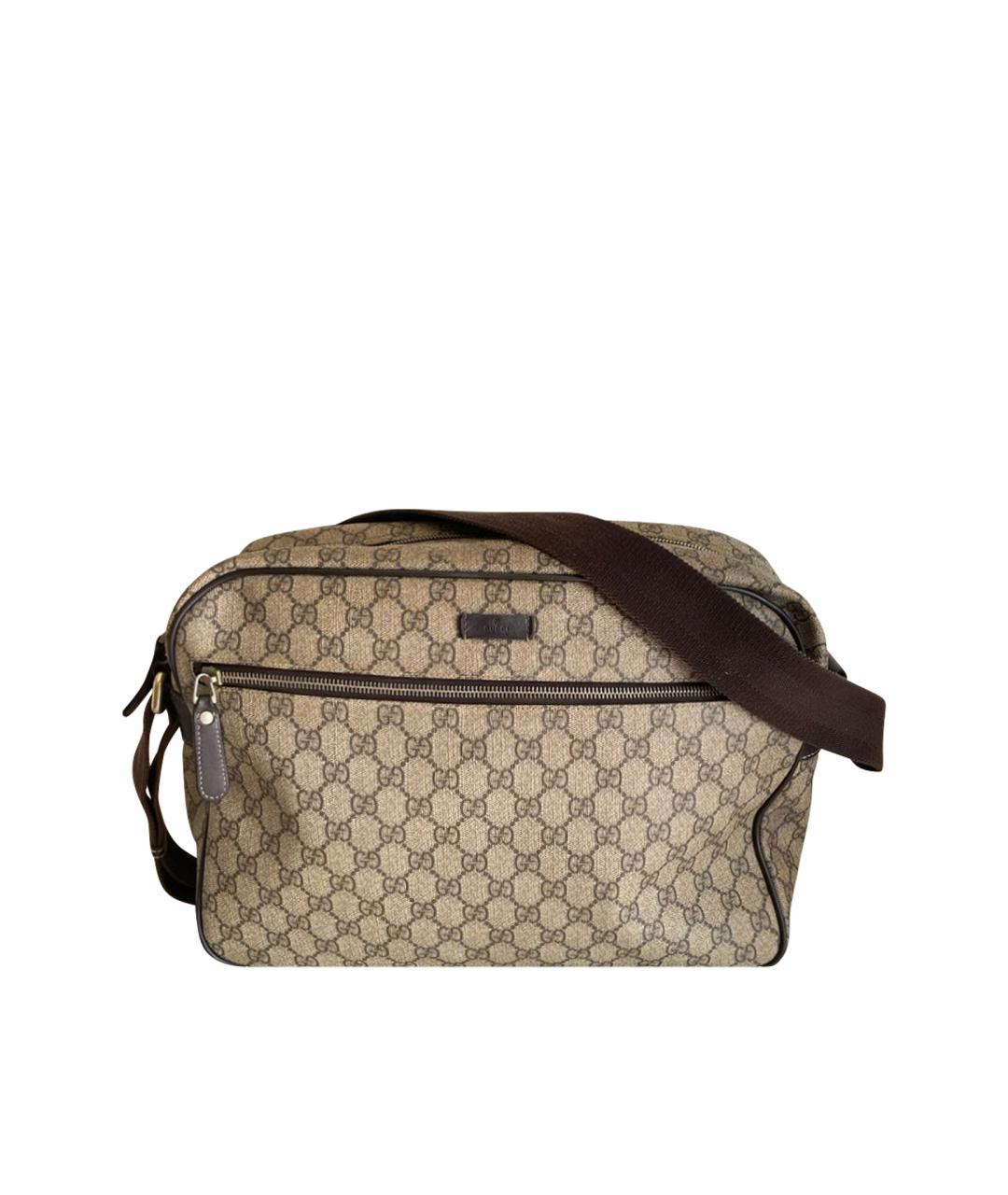 GUCCI Бежевая сумка через плечо из канвы, фото 1