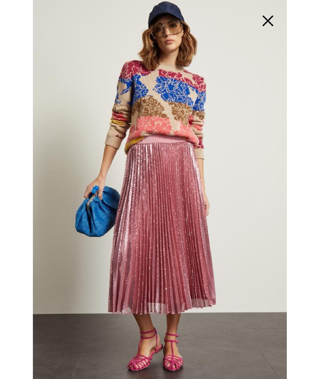 WEEKEND MAX MARA Розовая полиэстеровая юбка миди, фото 2